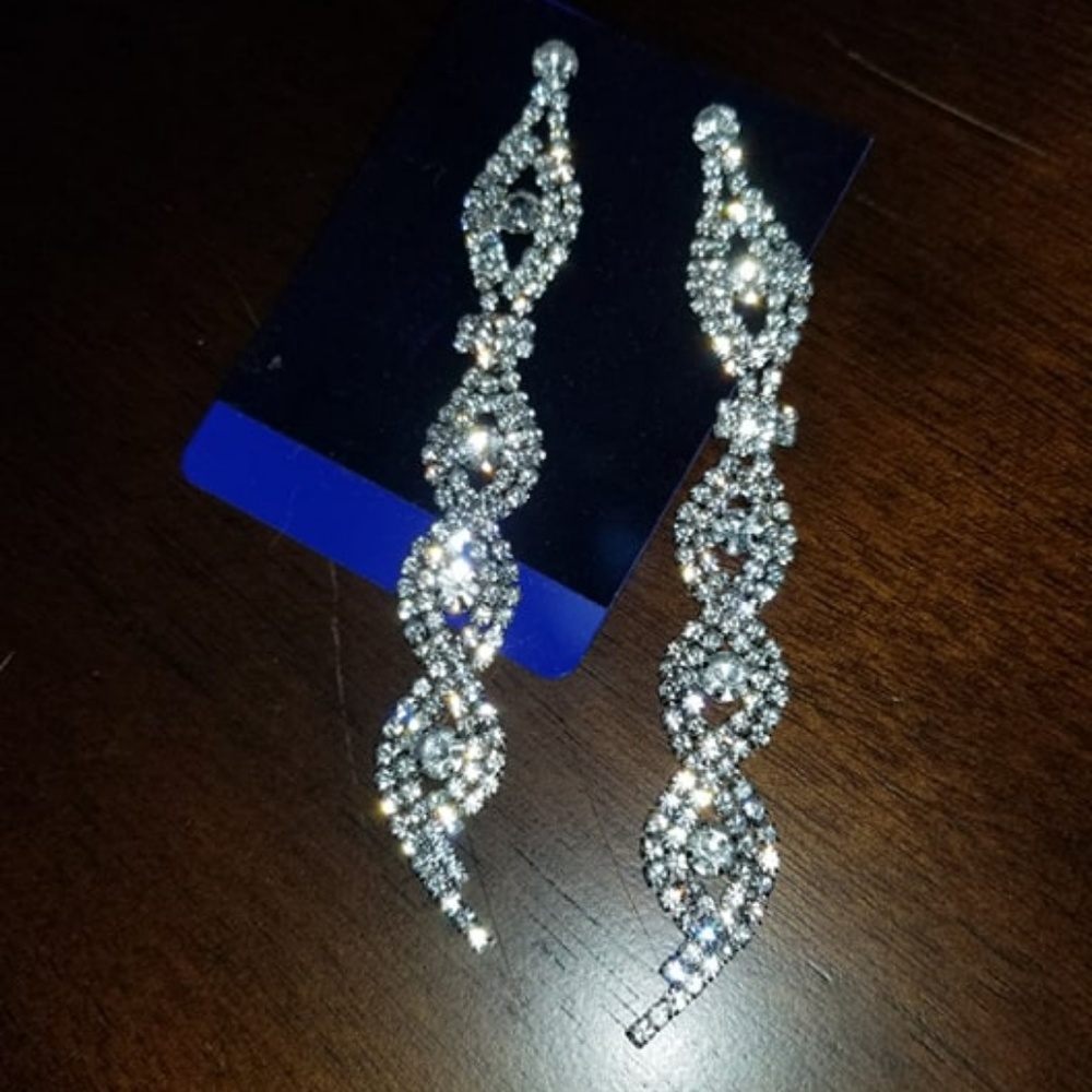 Rhinestone 4" Long Earrings